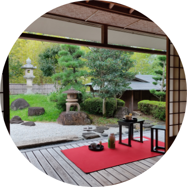 Matcha experience with a view of the Japanese garden