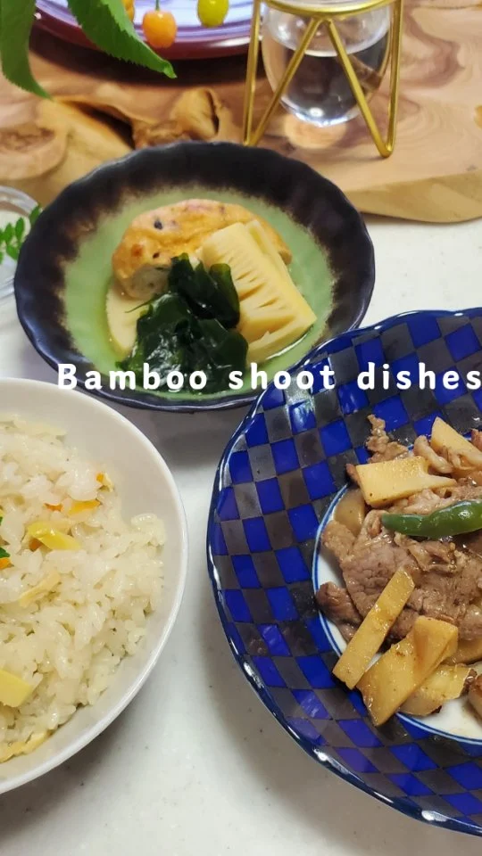Bamboo shoot dishes🌿
It's bamboo shoot season. I love bamboo shoot rice. I made the classic Japanese dish of boiled young bamboo shoots, and also grilled bamboo shoots with meat. I arranged the dish on a blue plate I bought at the pottery market yesterday, and it instantly became more gorgeous.

#bamboo_shoot #spring_Japanese_Cuisine #registered_dietitian #washoku #cooking_experience #CookAidNara